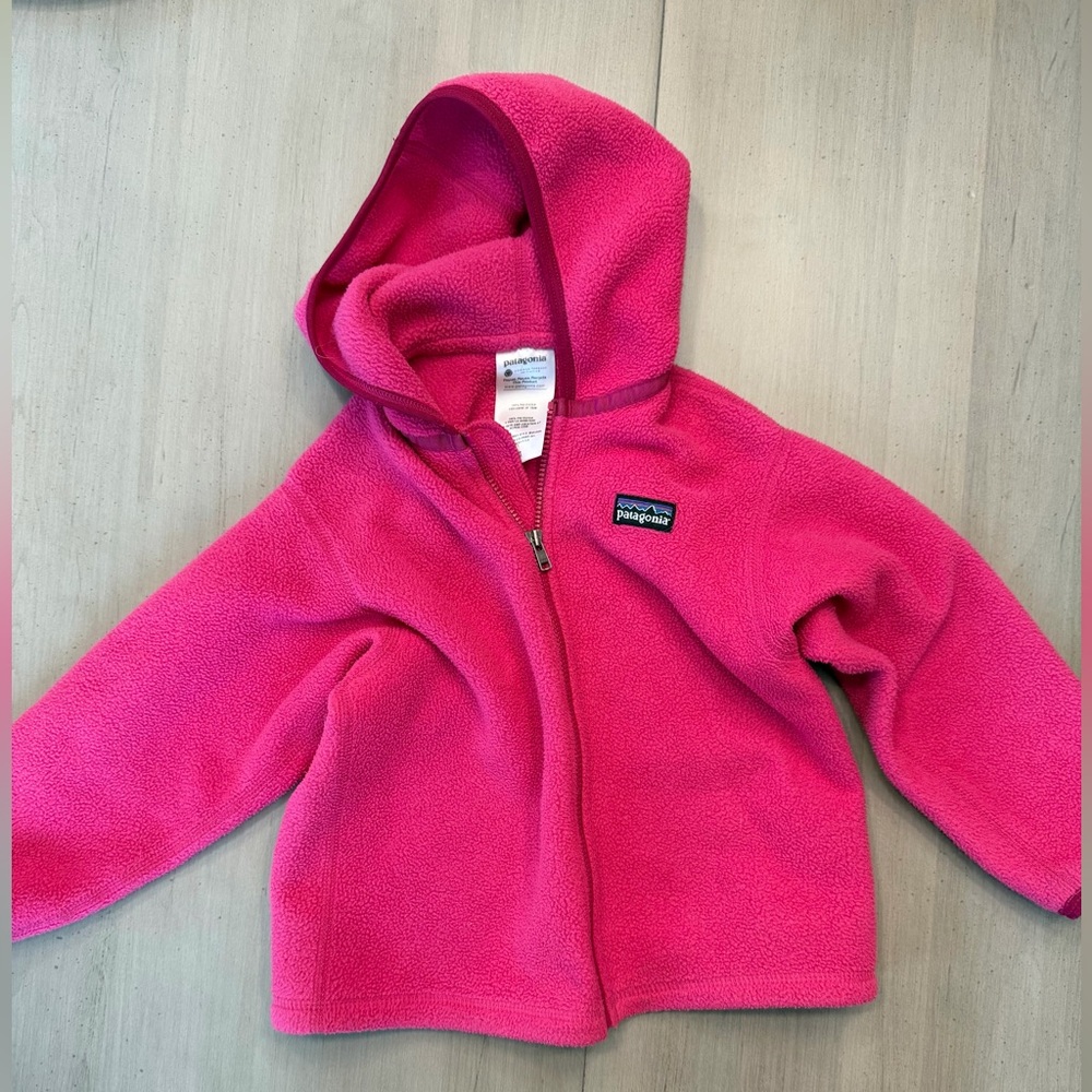 Pink Hooded Patagonia Fleece Jacket 3t GUC